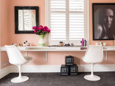 Makeup artist gives her villa a character makeover with bold pops of colour including blush pink Makeup artist gives her villa a character makeover with bold pops of colour including blush pink
