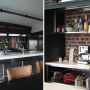 Industrial-chic kitchen featuring Resene Black White ceiling