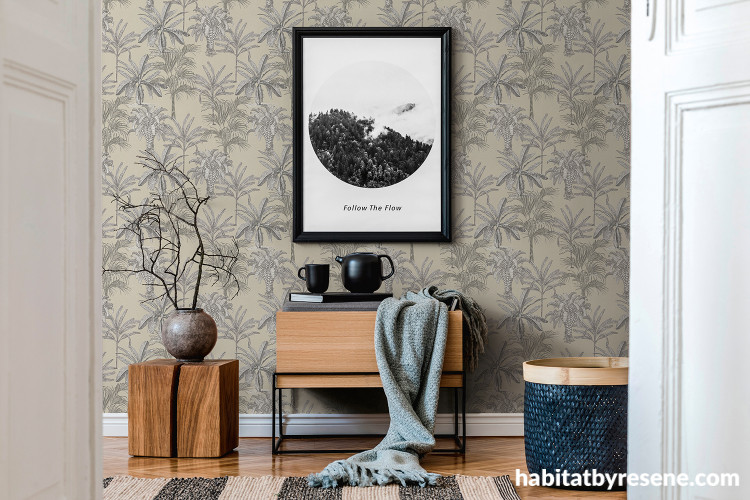 Hallway, hallway featuring statement Resene wallpaper