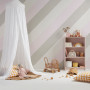 Neutral kid's bedroom, child's bedroom featuring painted wall stripes