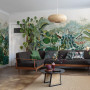 Living room featuring a Resene wallpaper wildlife mural