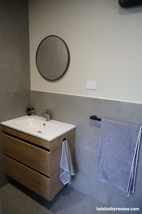 Ensuite in Resene Half Fossil. 