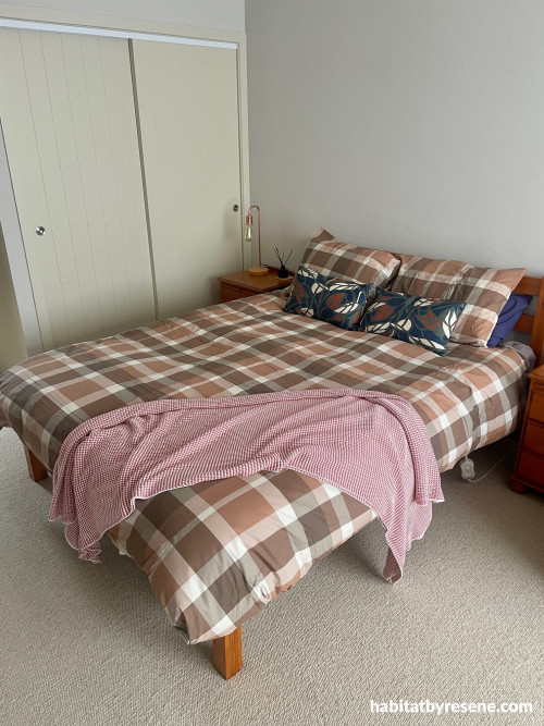 Bedroom walls in Resene Half Fossil, doors in Fossil.