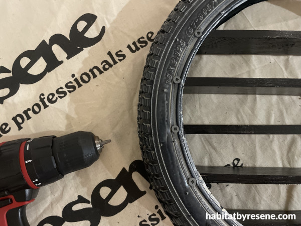 A tyre and a drill