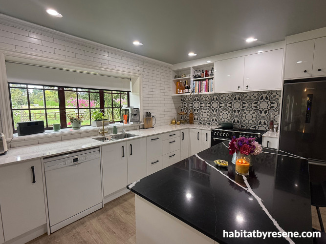 Kitchen, neutral kitchen, kitchen featuring Resene Half Washed Green