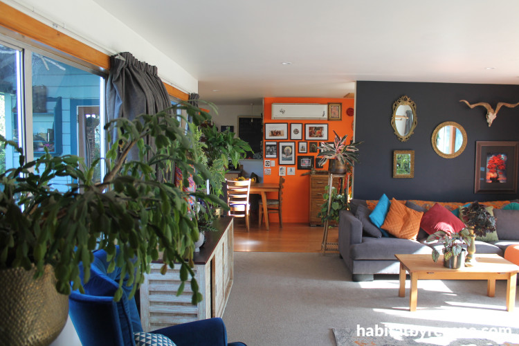 Living room featuring inky blue Resene Jaguar