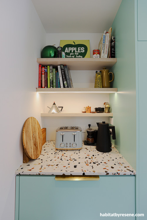 Kitchen benchtops and cabinets