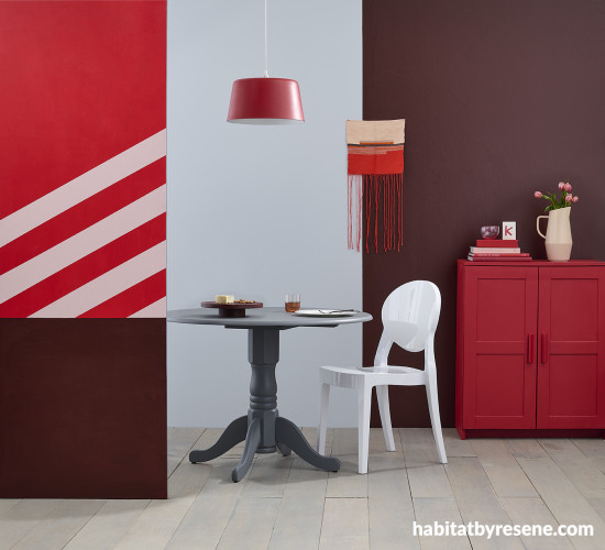 Workspace, red workspace, red and white striped workspace