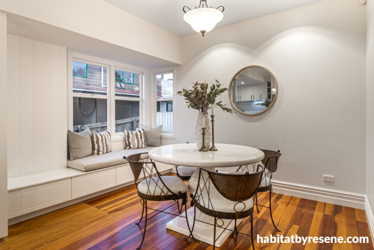Dining area painted in Resene Black White