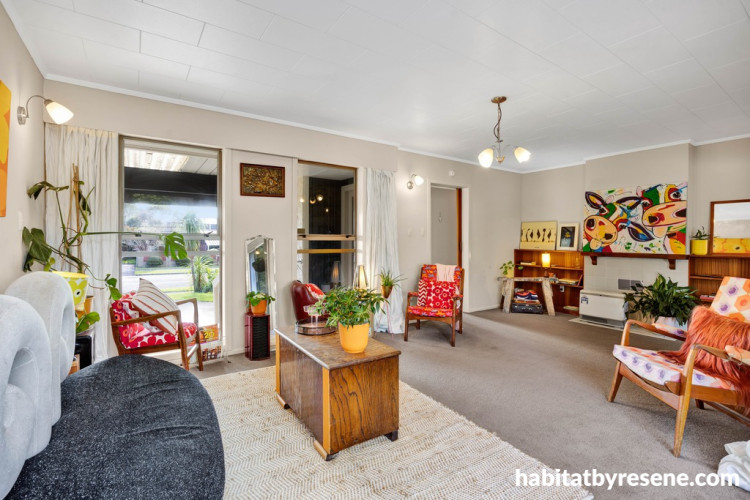 Living room painted in Resene Half Tea