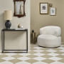 Reading nook with cream and beige diamond floor