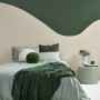 Green and beige bedroom