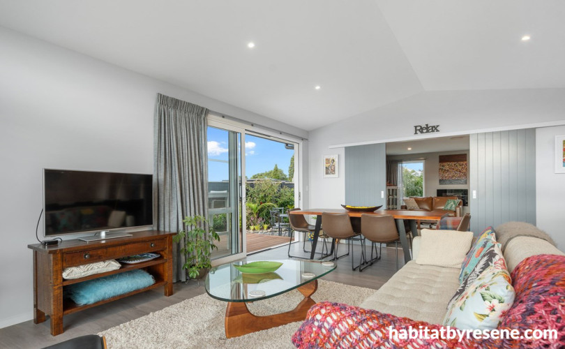 Living room painted in Resene Concrete