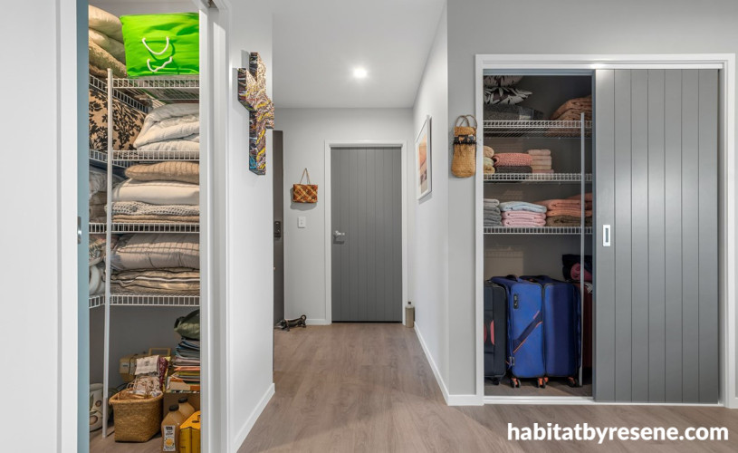 Internal doors painted in Resene Quarter Tuna and walls painted in Resene Concrete