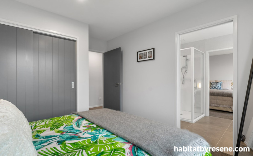 Bedroom painted in Resene Concrete