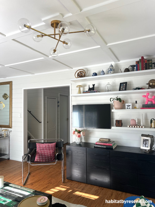 walls are painted in Resene Rice Cake and ceiling in Resene Ceiling Paint White.