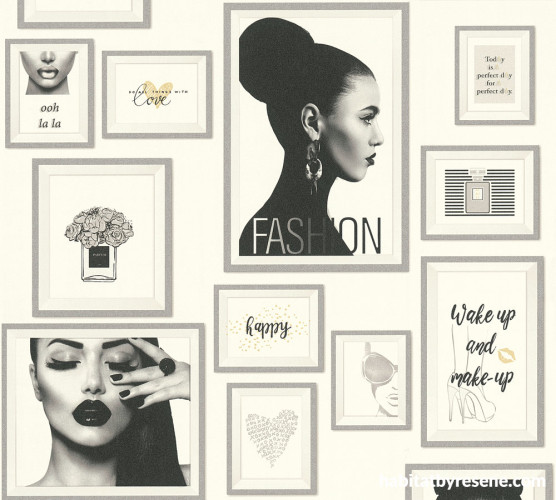 Statement fashion-inspired wallpaper with a frame pattern