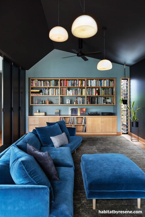 Living room painted in Resene Innocence, Resene Woodsmoke and Resene Bastille