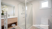 Bathroom painted in Resene Double White Pointer and Resene Black White