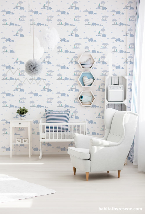 Nursery featuring Resene Little Love Wallpaper Collection