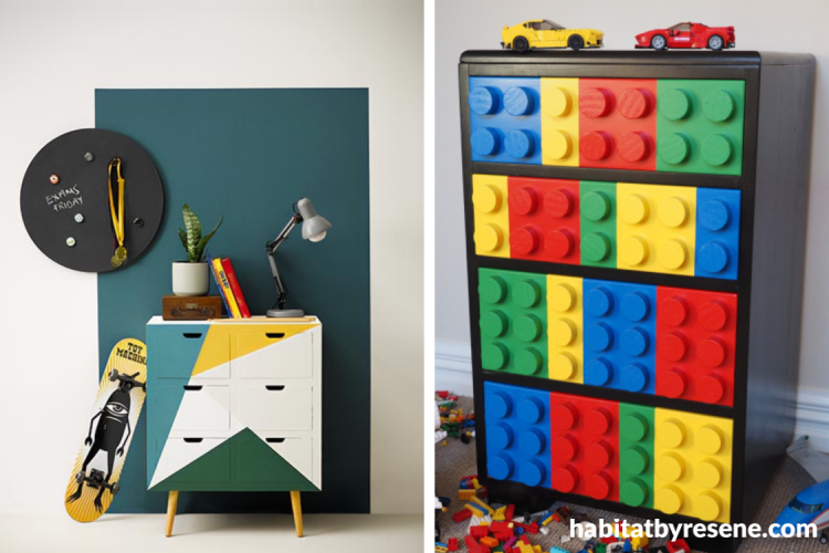 DIY projects for kids spaces featuring multiple Resene colours