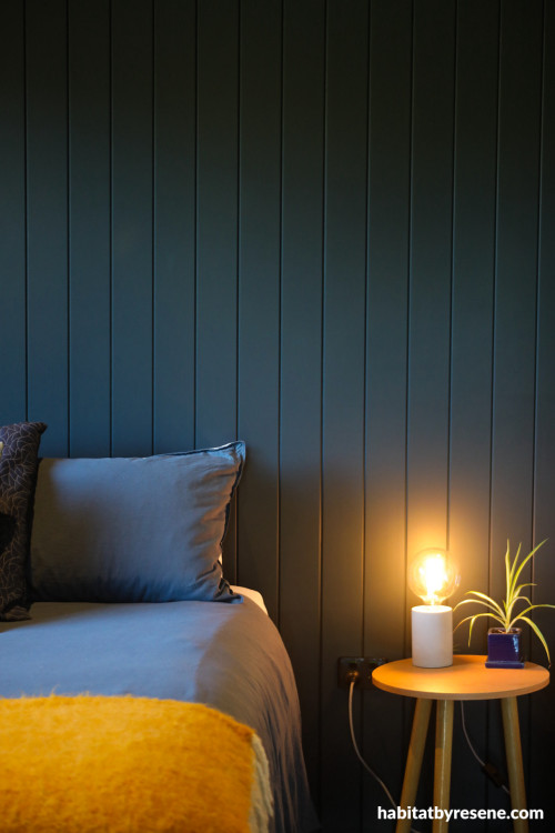 Bedroom featuring Resene Blue Bark