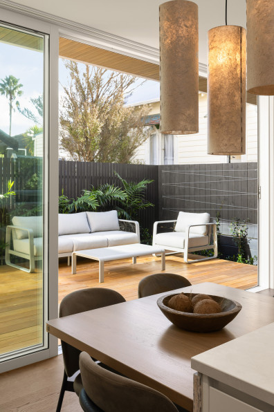 Clever design and soft tones for a compact home