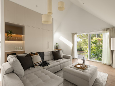 Clever design and soft tones for a compact home