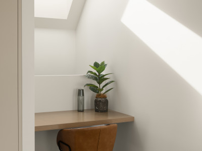 Clever design and soft tones for a compact home