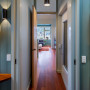 Hallway in stunning home painted in blue tones