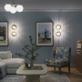 Cozy media room in light blue tones