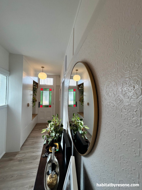 Hallway with white glossy finish 