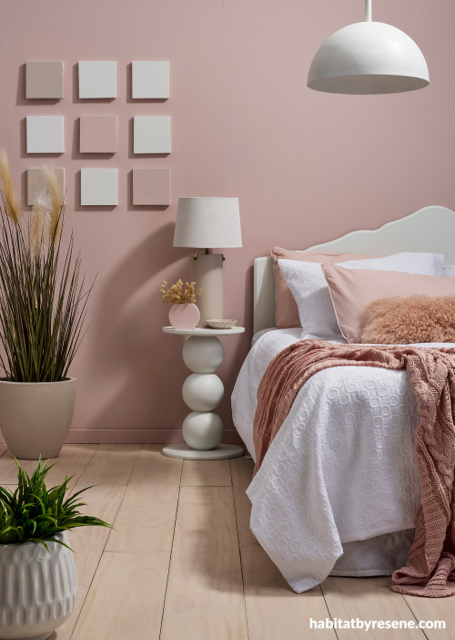 Soft dusty pink bedroom