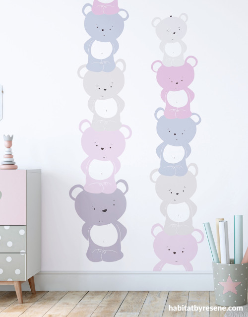 Kids' room featuring bear wallpaper