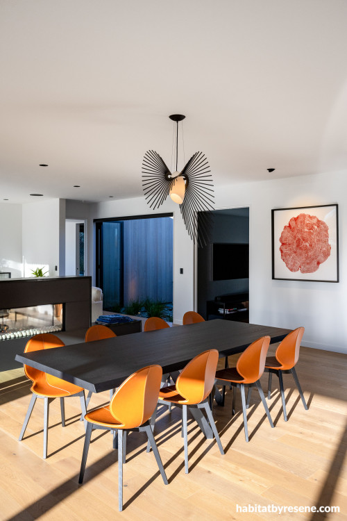 Dining room painted in light tones