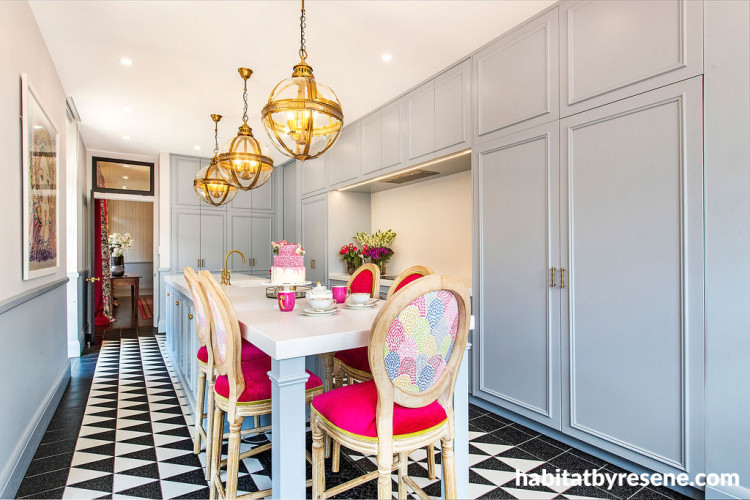 Kitchen painted in Resene Longitude and Resene Concrete