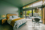 Guest bedroom painted in Resene Rivergum