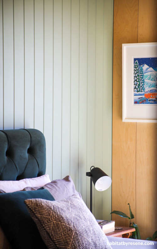 Master bedroom painted in Resene Spanish Green