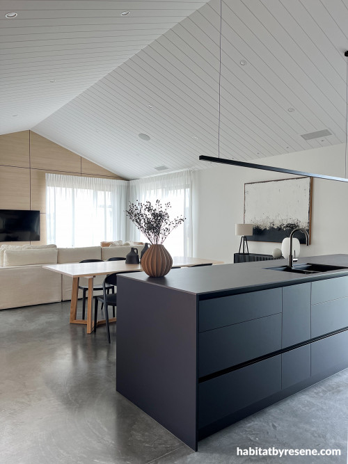 Open plan kitchen, open plan kitchen featuring Resene Double Alabaster