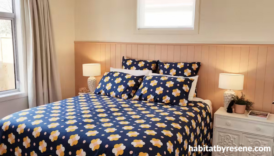 Bedroom, bedroom featuring Resene Just Right, neutral bedroom with pastel features