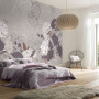 Bedroom, bedroom featuring floral grey wallpaper