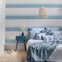 Bedroom, blue stripe bedroom
