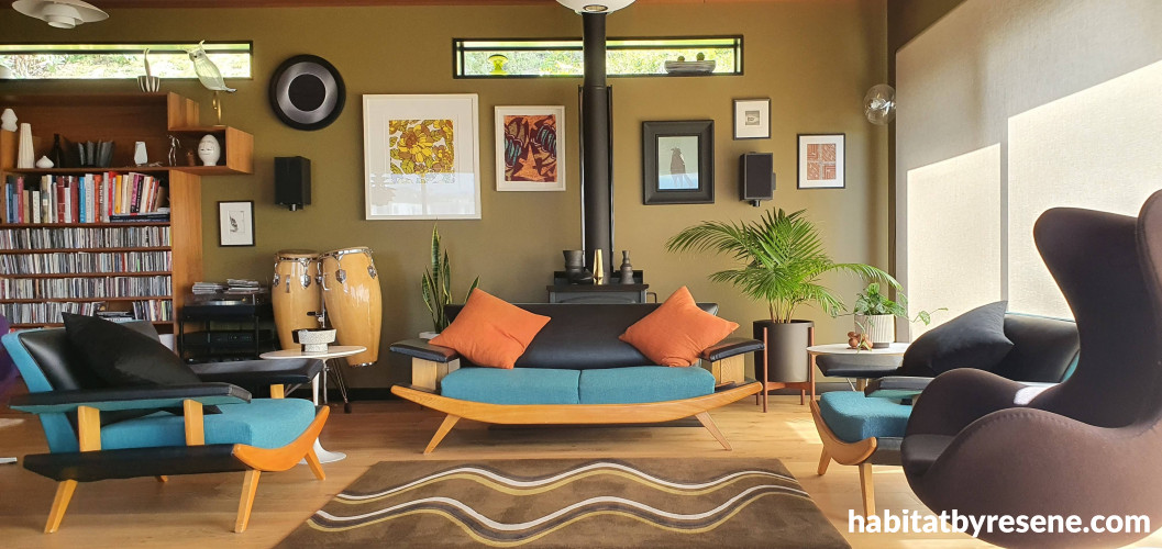 Living room, earthy green living room, olive green living room