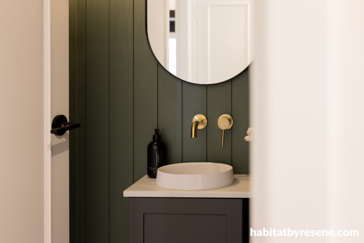 Bathroom, bathroom featuring dark green and white