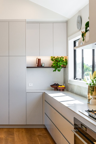 Warm neutrals and blush hues bring this Oratia home to life Warm neutrals and blush hues bring this Oratia home to life