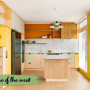 Kitchen featuring a mid-century-inspired colour palette