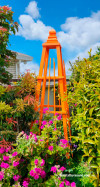 Garden Obelisk painted in bright Resene Adrenalin