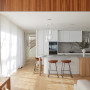 Kitchen featuring walls in Resene Eighth Pearl Lusta