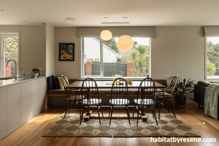 Kitchen and dining area painted in Resene Half Tea