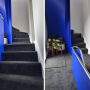 Blue stairwell painted in Resene Aquamarine